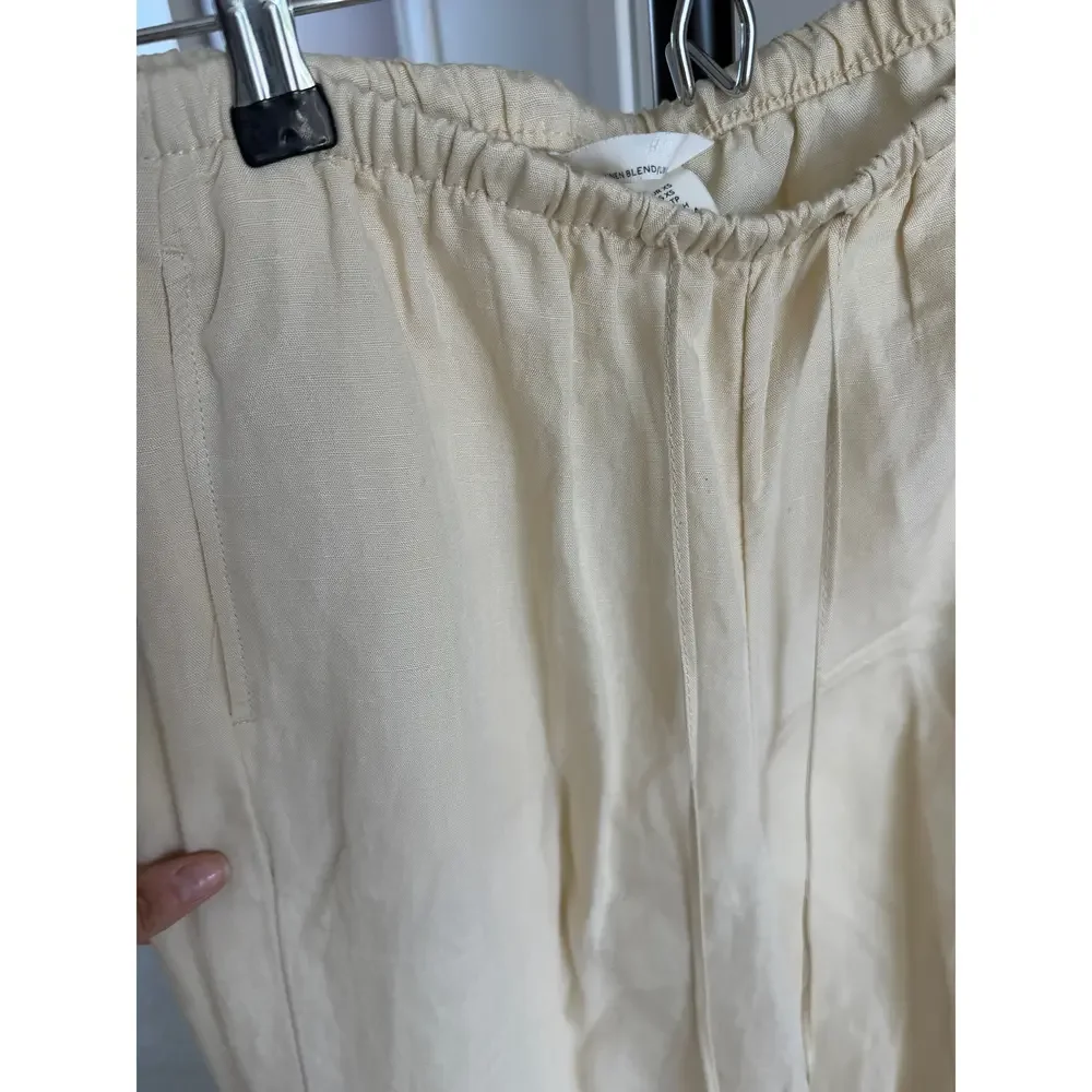 H&M Women Linen Blend Drawstring Pants Cream XS
